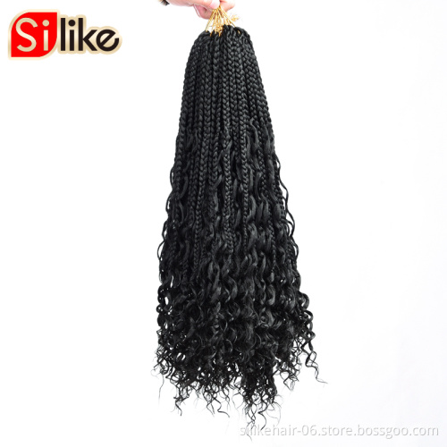 Messy Goddess Bohemian Box braids Un-ruly Synthetic Crochet Hair Bohemian Hair With Curls 12inch Boho Braided Hair Extension